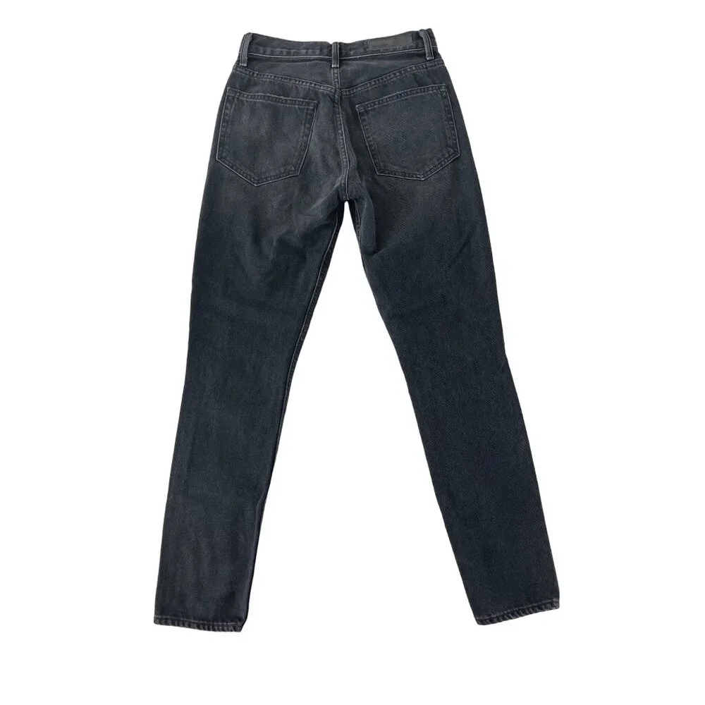 GRLFRND Karolina Black High Rise‎ Straight Ripped Jeans Wild Thing 25 $195